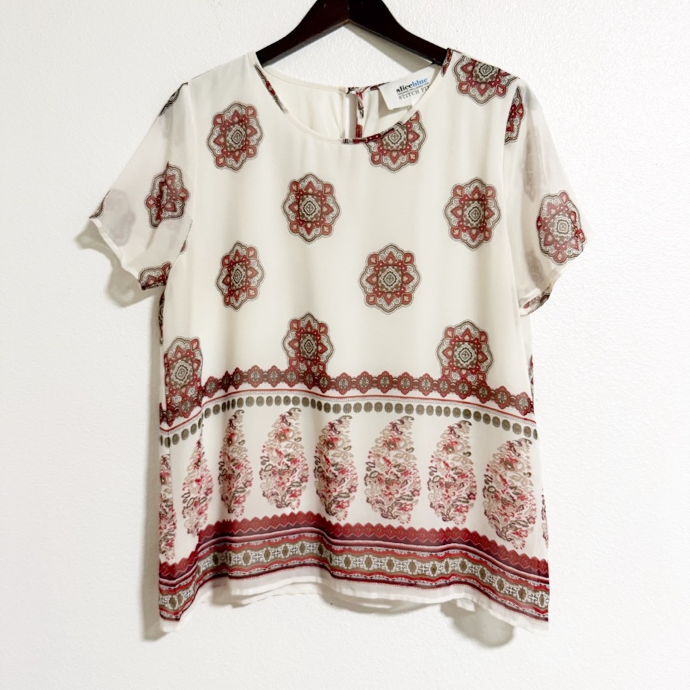 Alice Blue Boho Paisley Floral Mandala Blouse